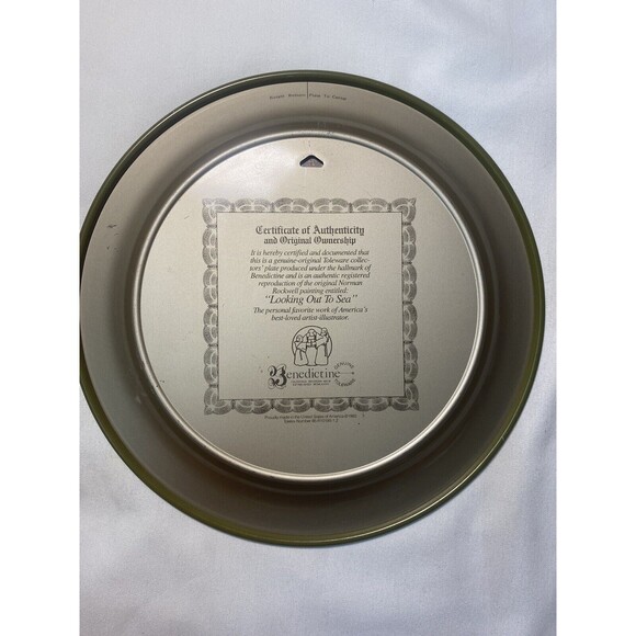 Vtg Norman Rockwell "Looking Out to Sea" Benedictine Toleware Tin Litho Plate - Picture 2 of 11